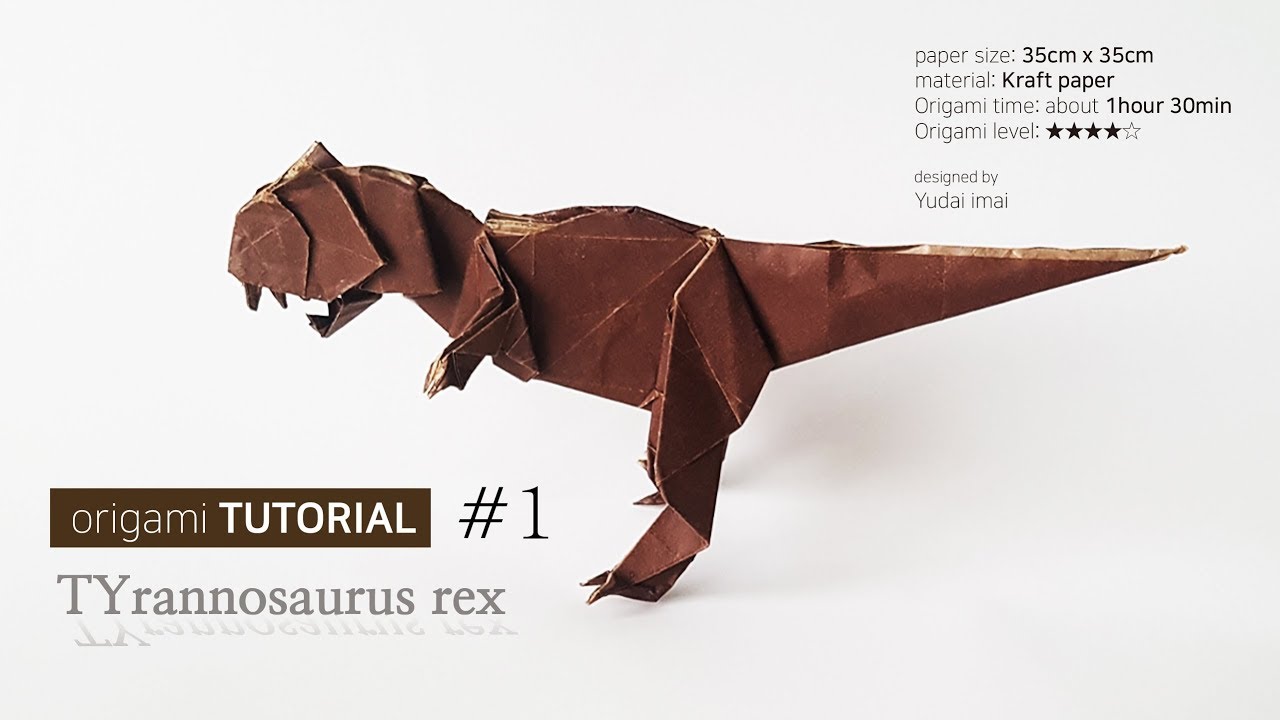 티라노사우루스 공룡종이접기 #1 Tyrannosaurus rex dinosaur origami tutorial designed by Yudai imai