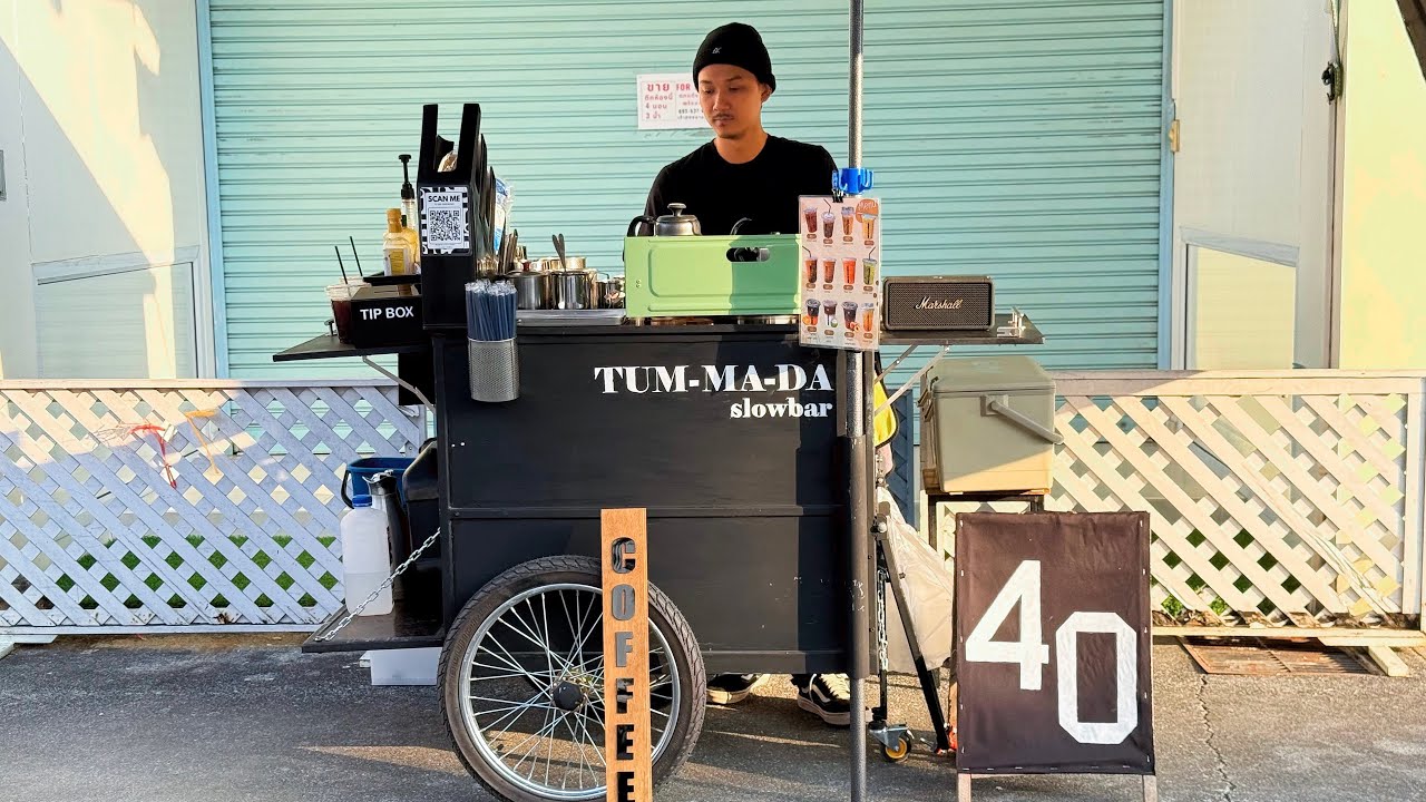 Cafe Vlog Mini Coffee Shop Young Boy Barista Dream Business Mobile Bar Cart Kopi Relax Mood Anxiety