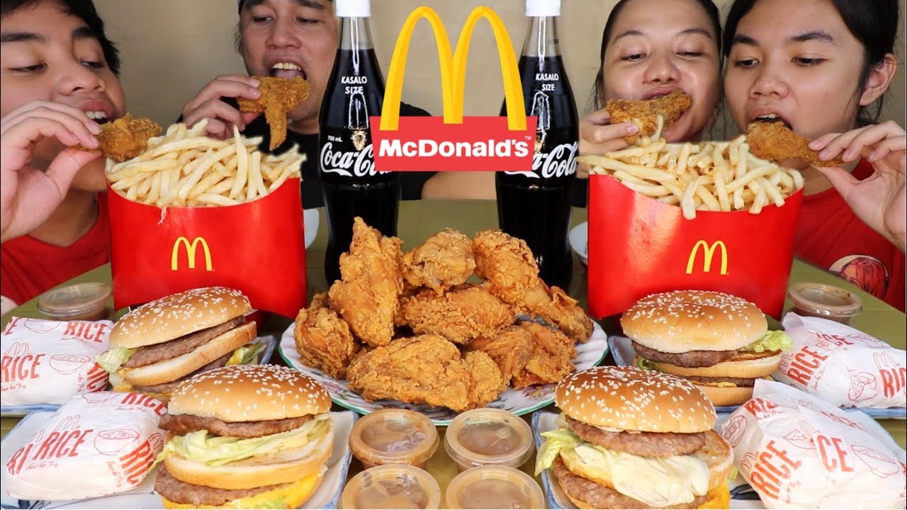 McDonalds BFF Bundle,1Bucket Mc Chicken,4 BigMac Hamburger,Big French Fries & Drinks Pinoy Mukbang!