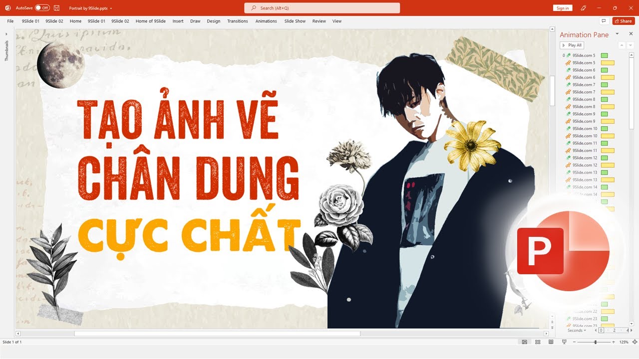 Hướng dẫn tạo Ảnh vẽ Chân dung Cực Chất bằng Powerpoint / Khóa học #Powerpoint Online: 9slide.com/