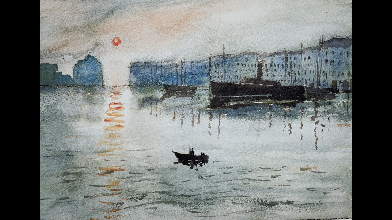 Watercolor French Seaport Sunset Painting How to Tutorial  with Chris Petri