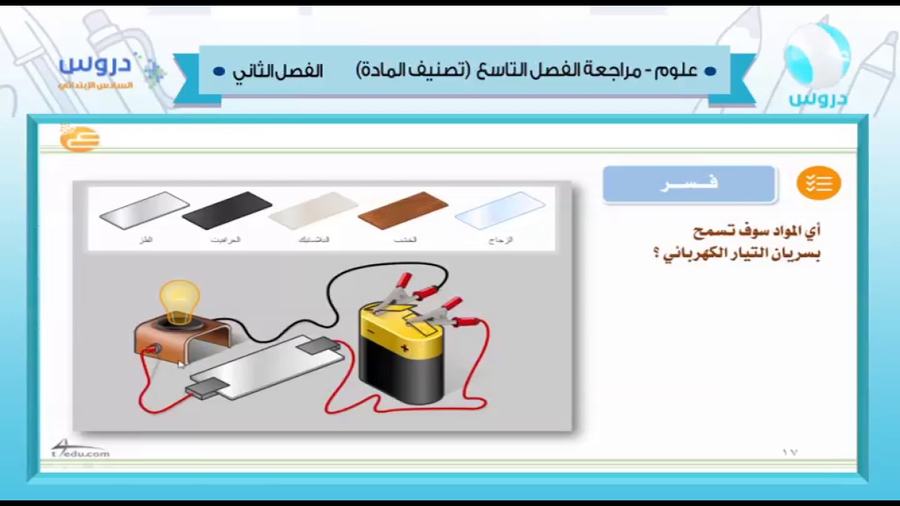 سادس ابتدائي | الفصل الدراسي الثاني 1438 | علوم | تصنيف المادة