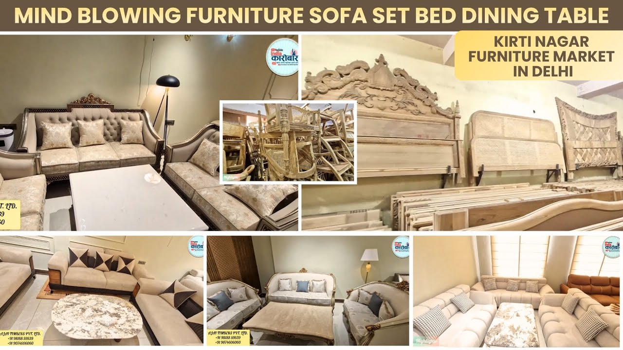 Mind blowing furniture price in Kirti nagar furniture market in delhi Sofa set Bed Dining table