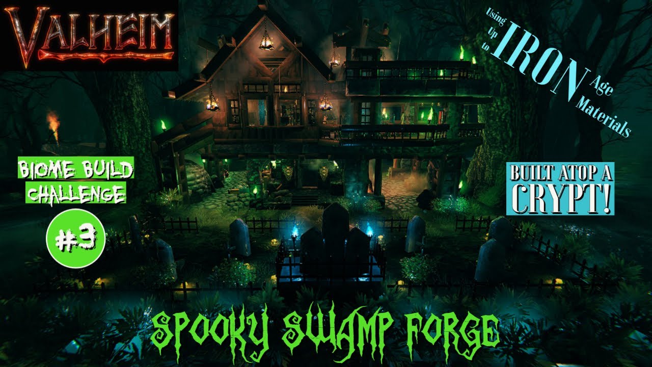 Valheim | My SPOOKIEST build Yet - Haunted Crypt Forge