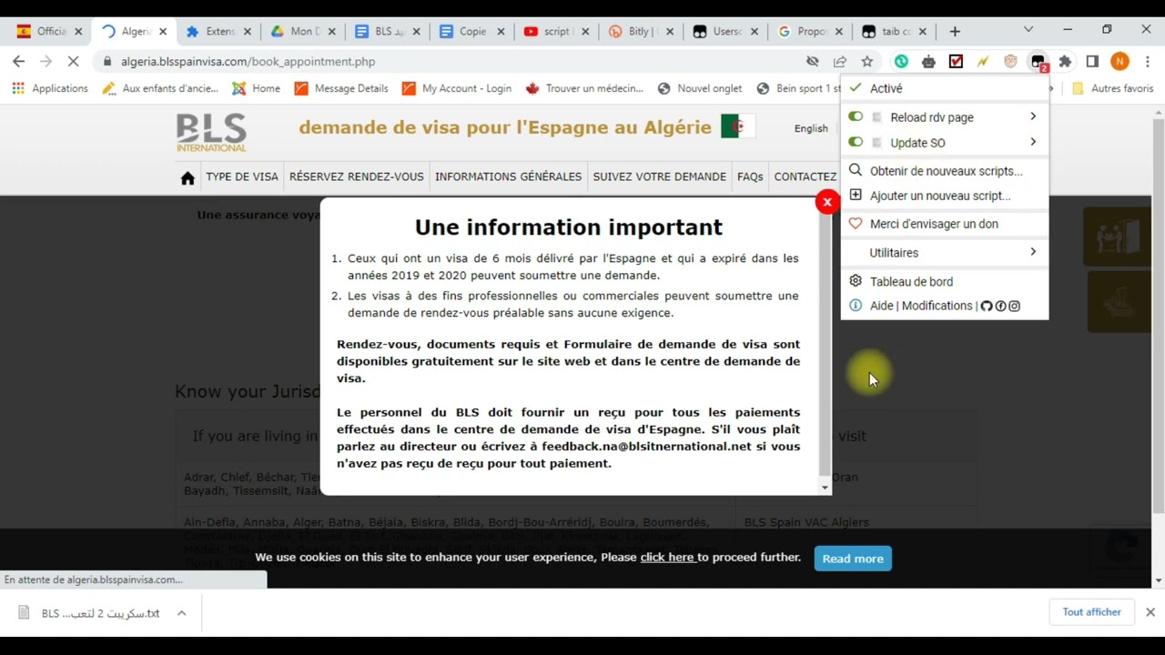 BLS Espagne (remplissage formulaire automatique) ملء الاستمارة موعد اسبانيا اوتوماتكي. partie 2
