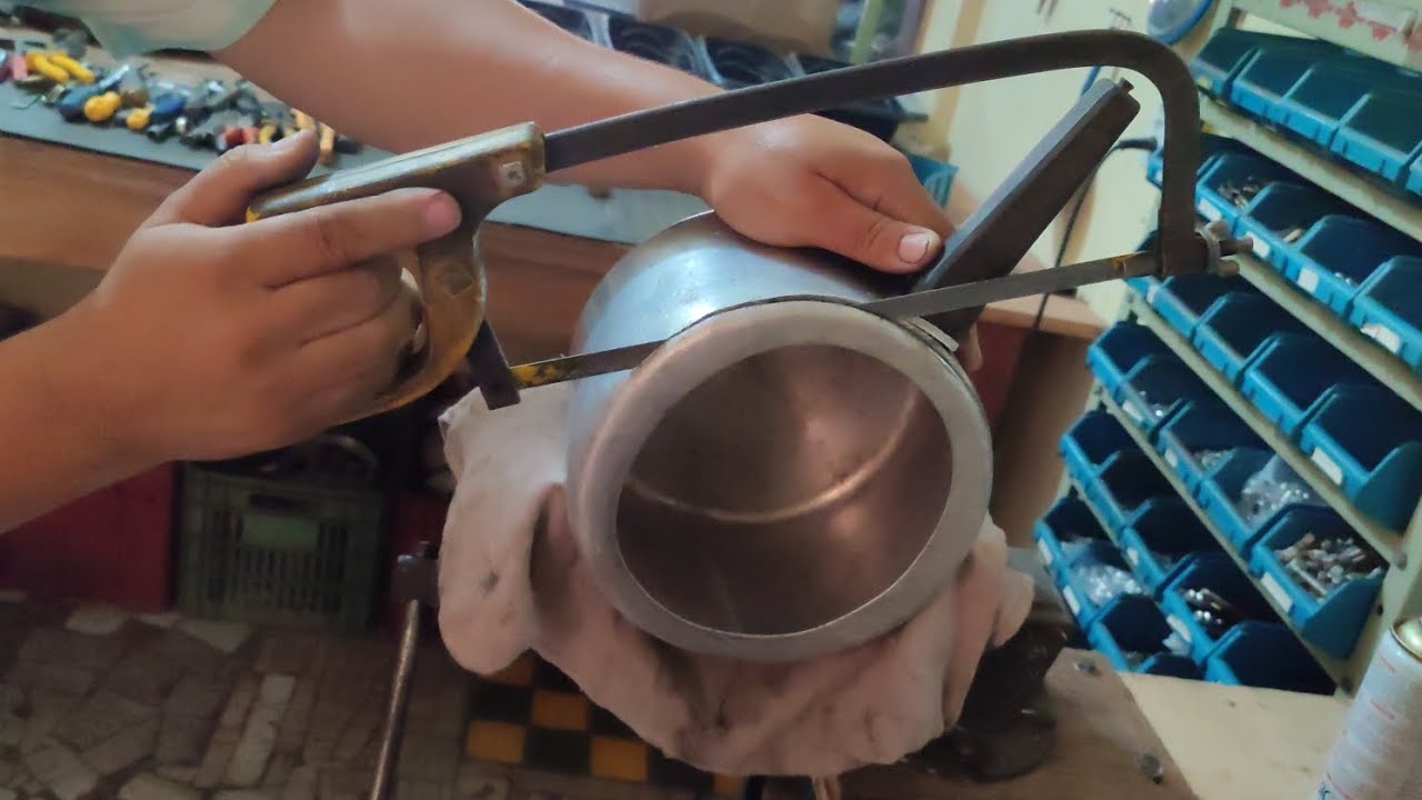 COMO MARCAR E CORTAR UMA PANELA DE PRESSÃO NA SERRA MANUAL