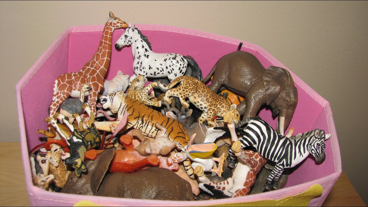 My Animal Toy Collection in the Box Part 2 Schleich Safari Wildlife ZOO Farm | Toy Animals for Kids