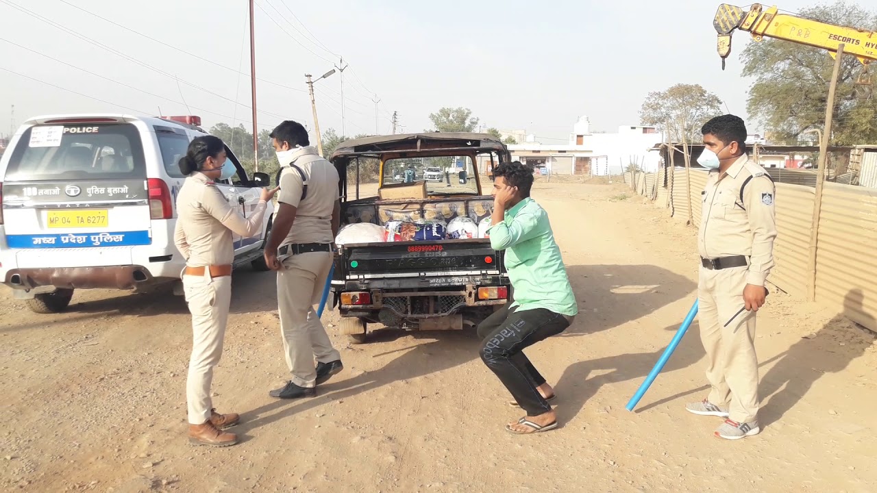 Bina, Distt Sagar, #logdown  police taking action  against  irresponsible  citizens