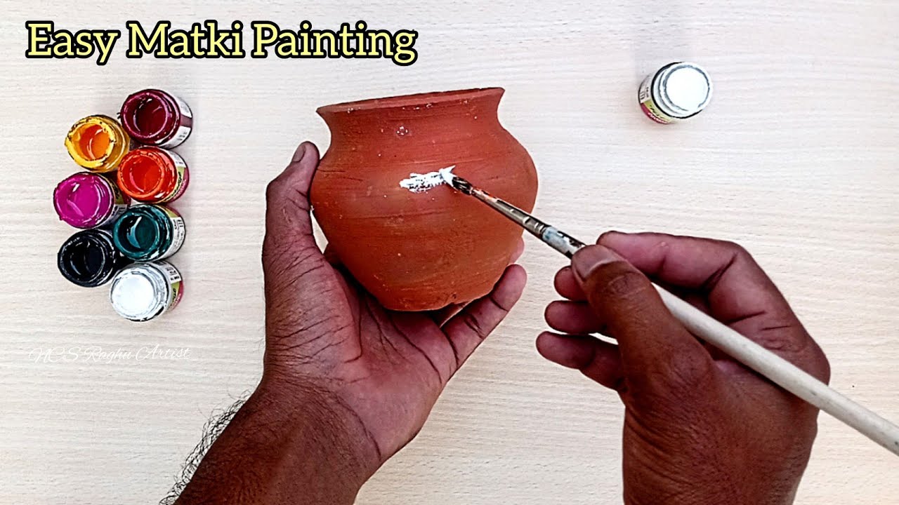 Easy Matki Decoration Ideas | How to Paint a Pot with Acrylic Colour
