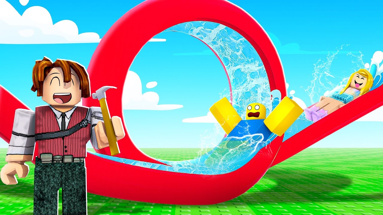 EU GASTEI MUITO DINHEIRO PARA CONSTRUIR O MELHOR TOBOÁGUA (Roblox Build a Water Slide)