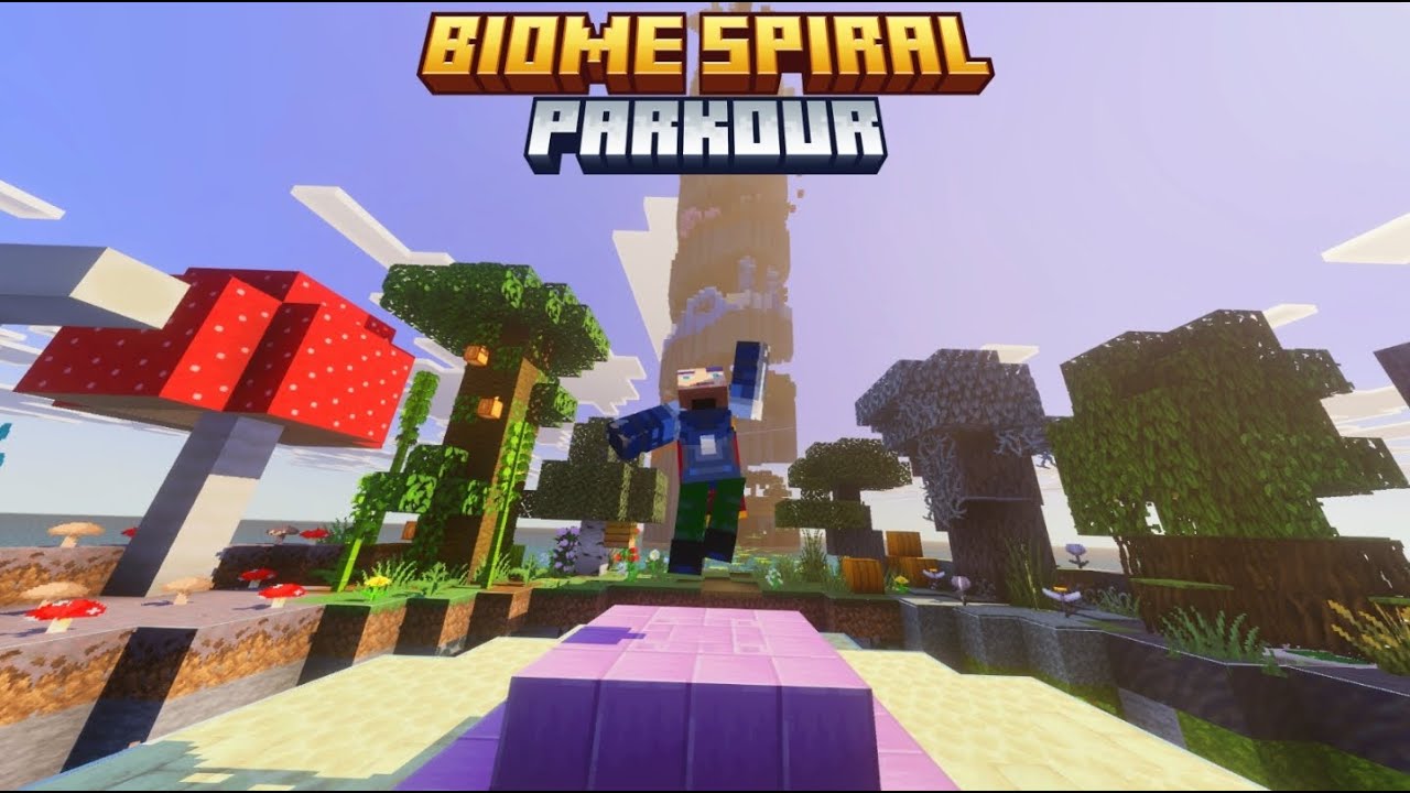 BIOME SPIRAL PARKOUR IS ONE OF THE BEST WAYS TO RACE YOUR FRIENDS..
