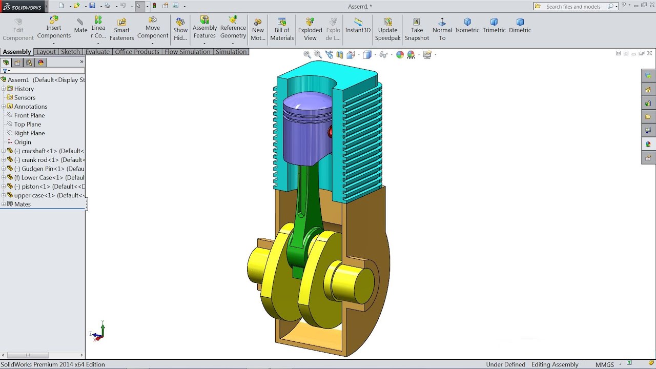 Учебное пособие по SolidWorks | Проектирование и сборка двигателя в SolidWorks
