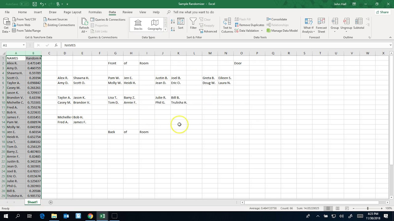 Creating a Seating Chart Randomizer with Excel