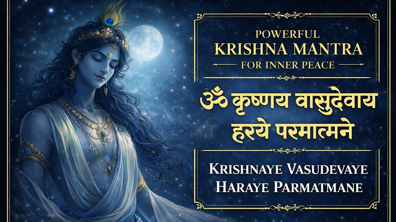 ॐ कृष्णाय वासुदेवाय मंत्र | Powerful Krishna Mantra for Inner Peace 🌙🦚
