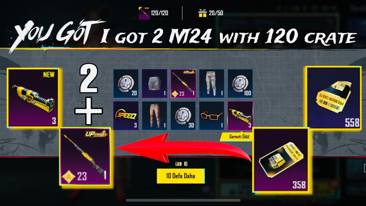New premium crate opening I got 2 M24 with 120 premium crate opening pubg mobile 🫨