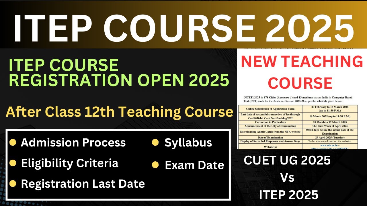 ITEP Course Admission Open 2025 || Detailed Video 2025 #anas_du