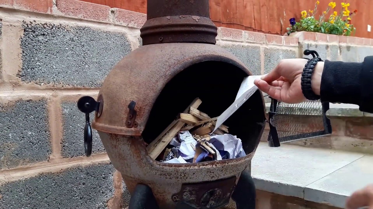 How to make a small fire in a chiminea iron burner