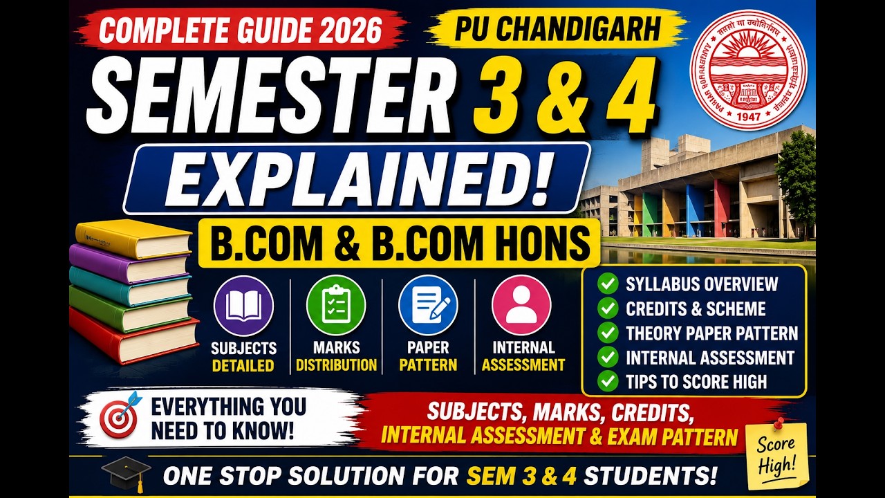 B.Com/B.Com Hons Sem 3 & 4 Explained 2026 |PU Chandigarh Syllabus, Subjects, Marks, IA, Exam Pattern