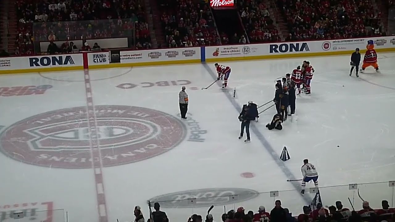 Montreal Canadiens' Ivan Demidov and Lane Hutson race against each other at the Skills Competition