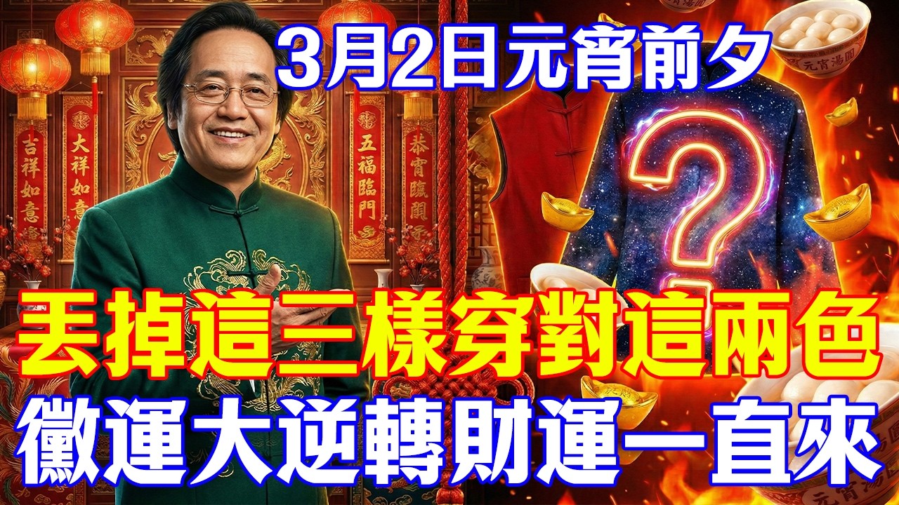 倪海廈：3月2日元宵前夕大坎！懂陰陽才懂富貴。丟掉這三件敗家物，穿對顏色，連撿錢都要趁現在！#倪海廈#中醫養生#經方#2026運勢#正月十四