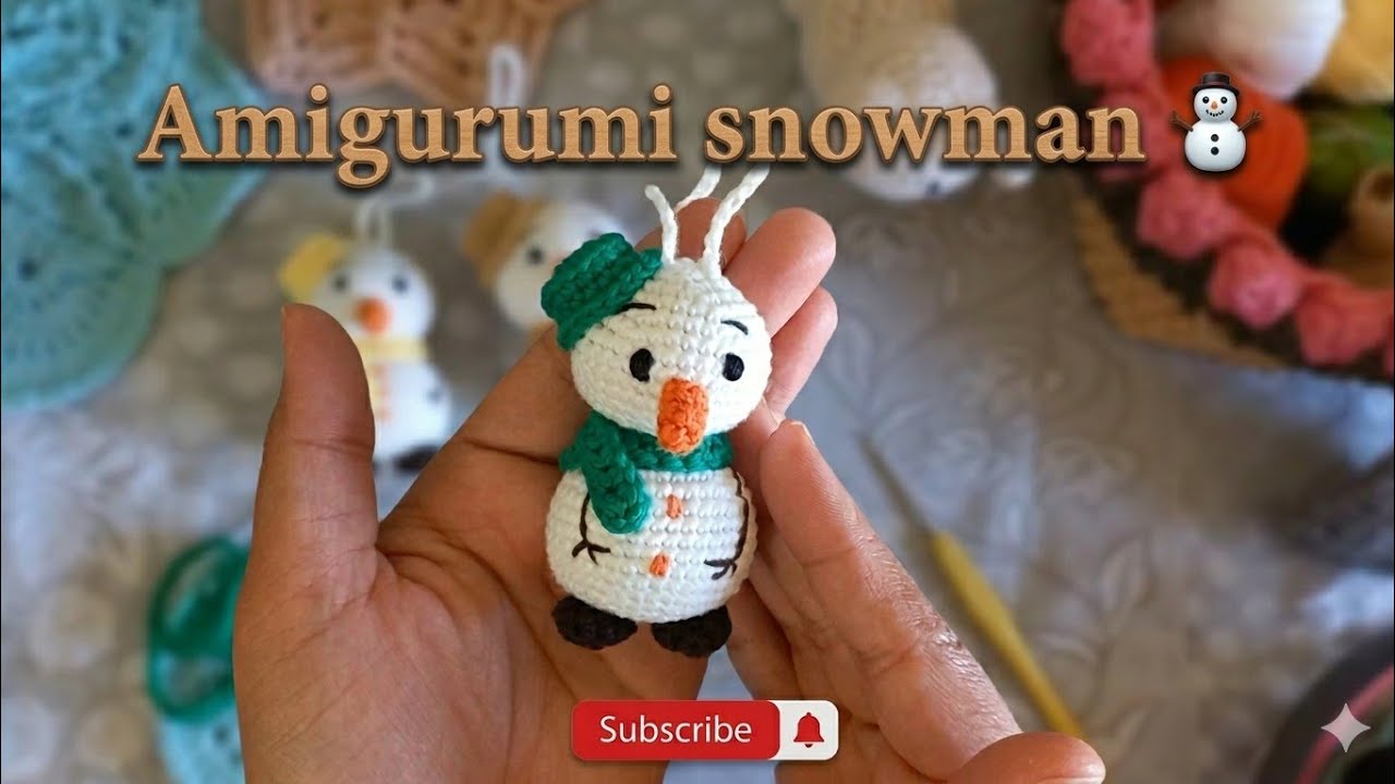 Snowman crochet amigurumi رجل الثلج من بواقي الخيوط #amigurumi #Snowman #crochet #اميجرومي #handmade