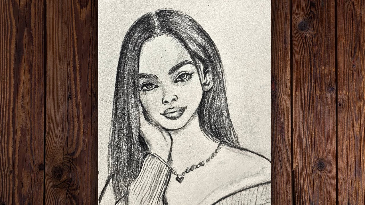 How to draw a girl with long straight hair