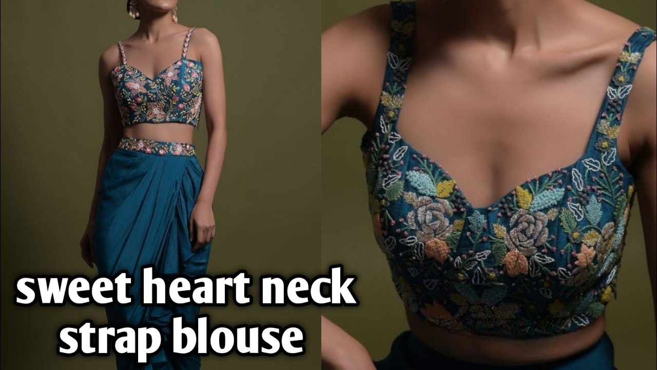 sweet heart neck strap blouse\ crop top || cutting and stitching || step by step very easy