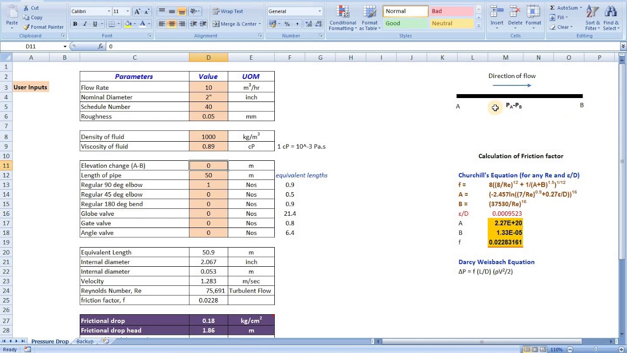 Pressure drop calculations