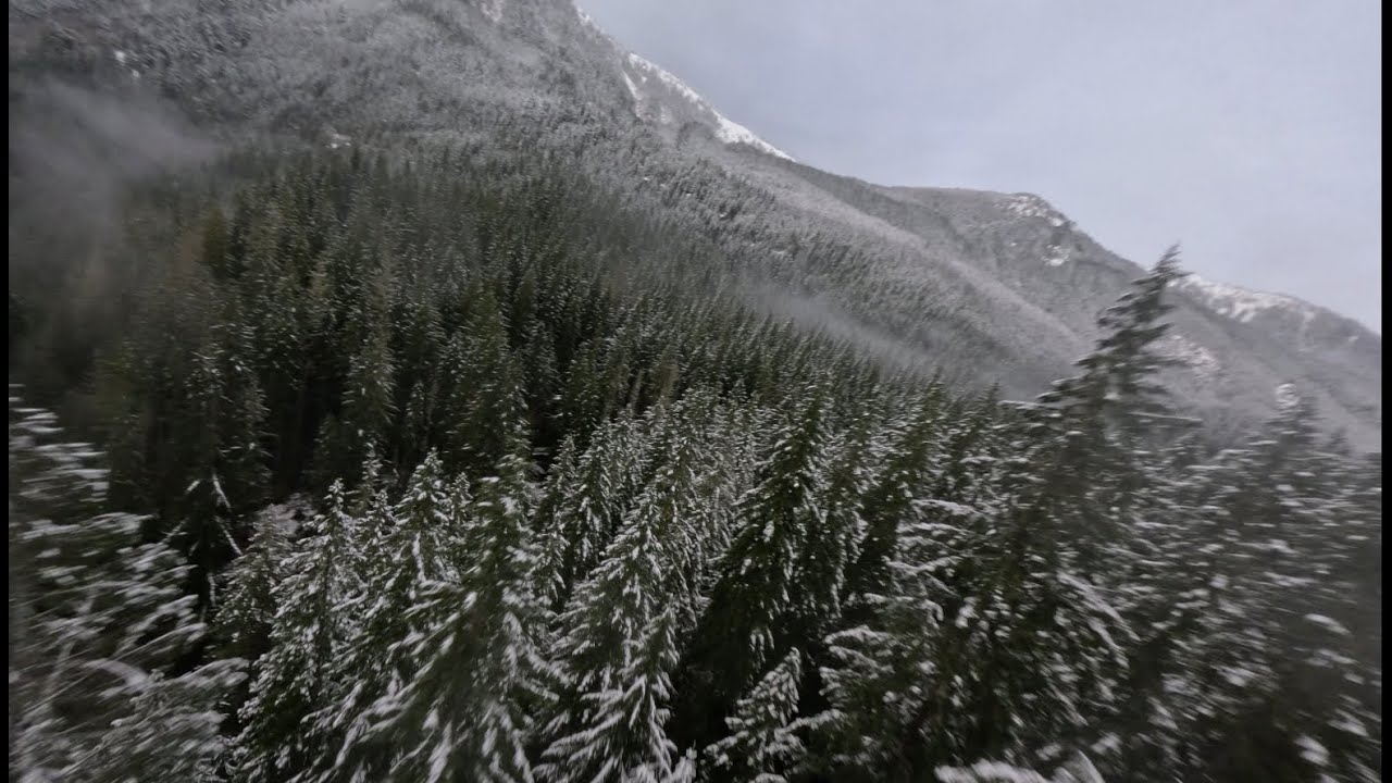 Winter waterfall beautiful FPV footage