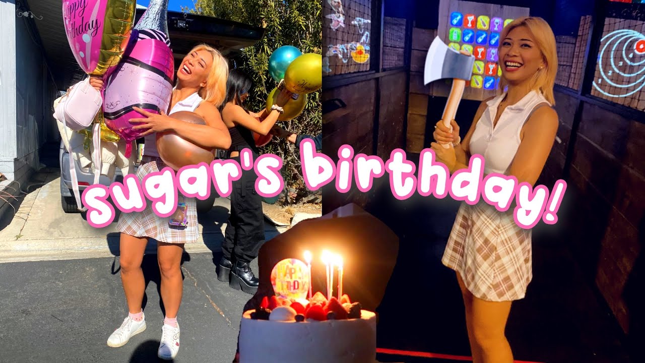 throwing AXES for my BIRTHDAY (sugar's bday vlog!)
