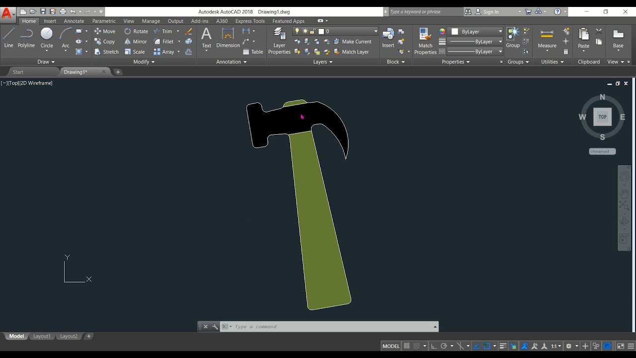 AutoCAD Tutorial - How to Draw Hammer