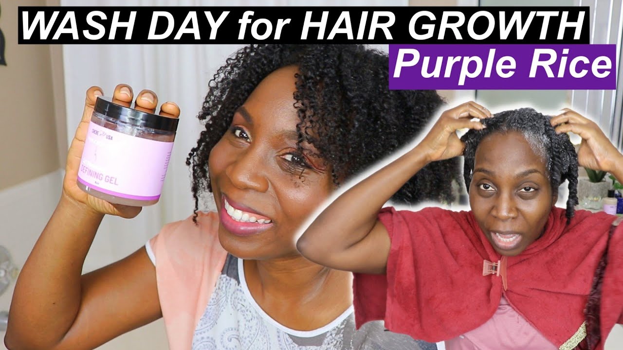 Wash Day Routine for Hair Growth Retention using PURPLE RICE | DiscoveringNatural