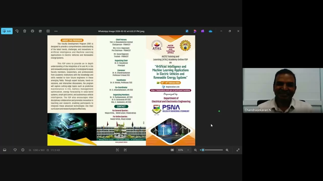 ATAL Sponsored Online FDP on AI & ML Applications in EV and RES - Day 1 (02.02.2026)