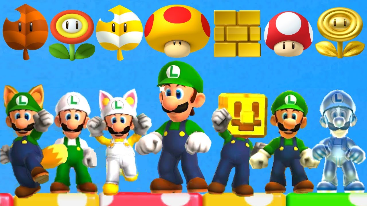 New Super Mario Bros. 2 HD - All Luigi Power-Ups