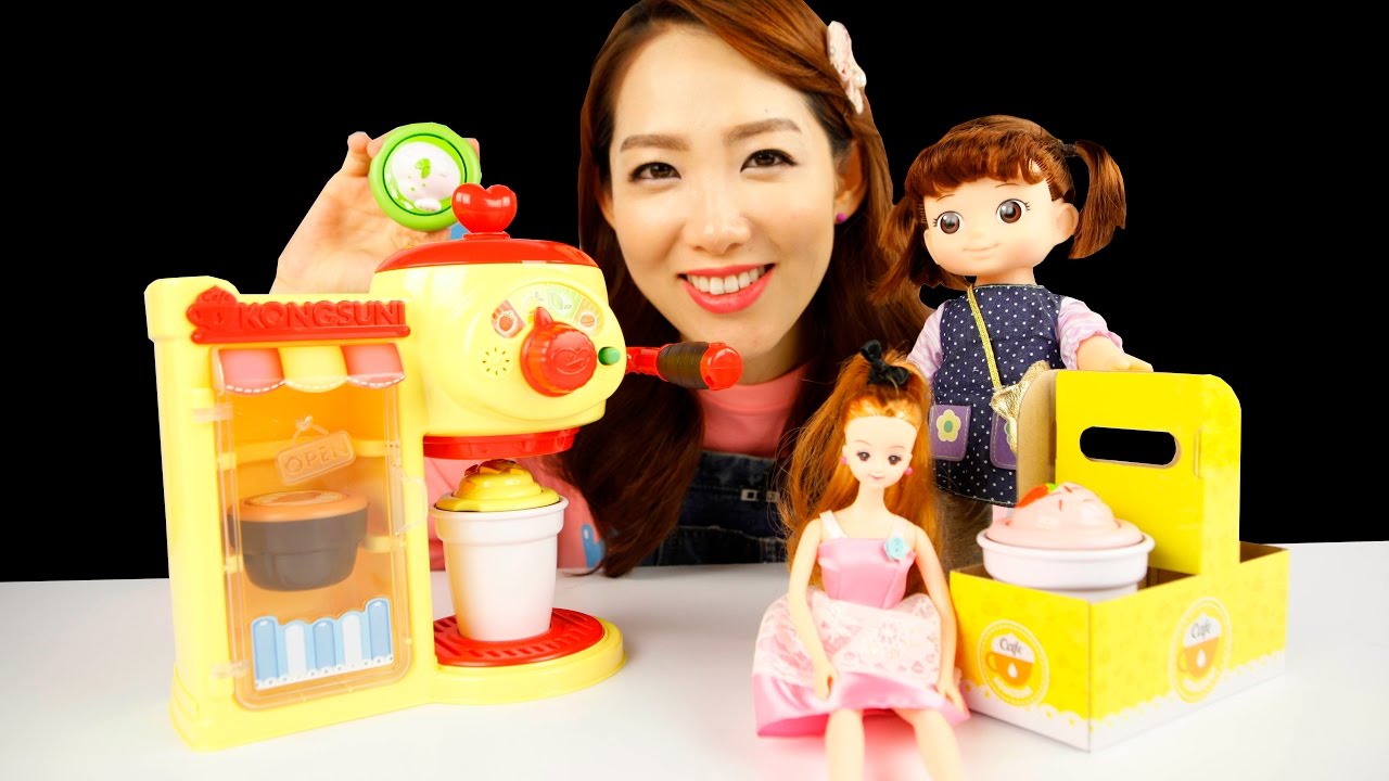 [쿠키토이]티나와 콩순이♥캡슐이 퐁당 알록달록 카페놀이♥장난감