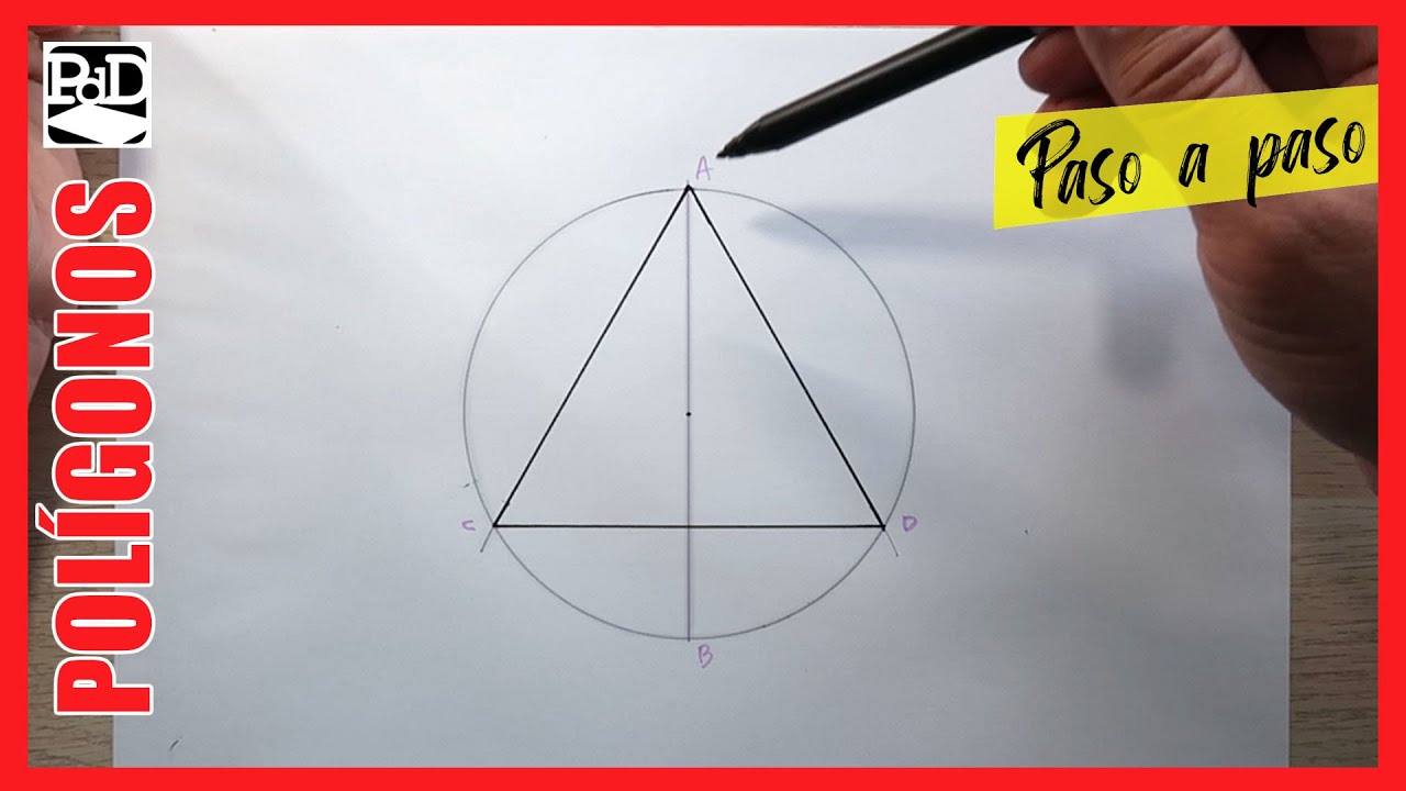 Triangulo Equil&aacute;tero Inscrito en Circunferencia. Dibujo T&eacute;cnico sobre papel paso a paso.