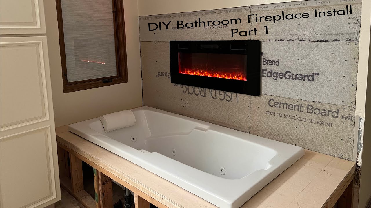 How to Install an Electric Fireplace in Your Bathroom:  Part 1  #diy #bathroomremodel #fireplace