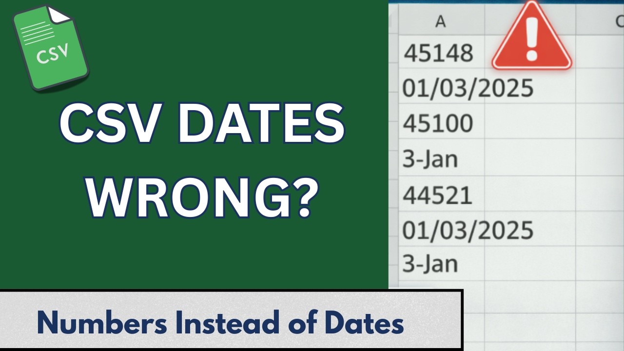 Fix Broken CSV Dates in Excel (Serial Numbers, Wrong Month, Sorting Issues)