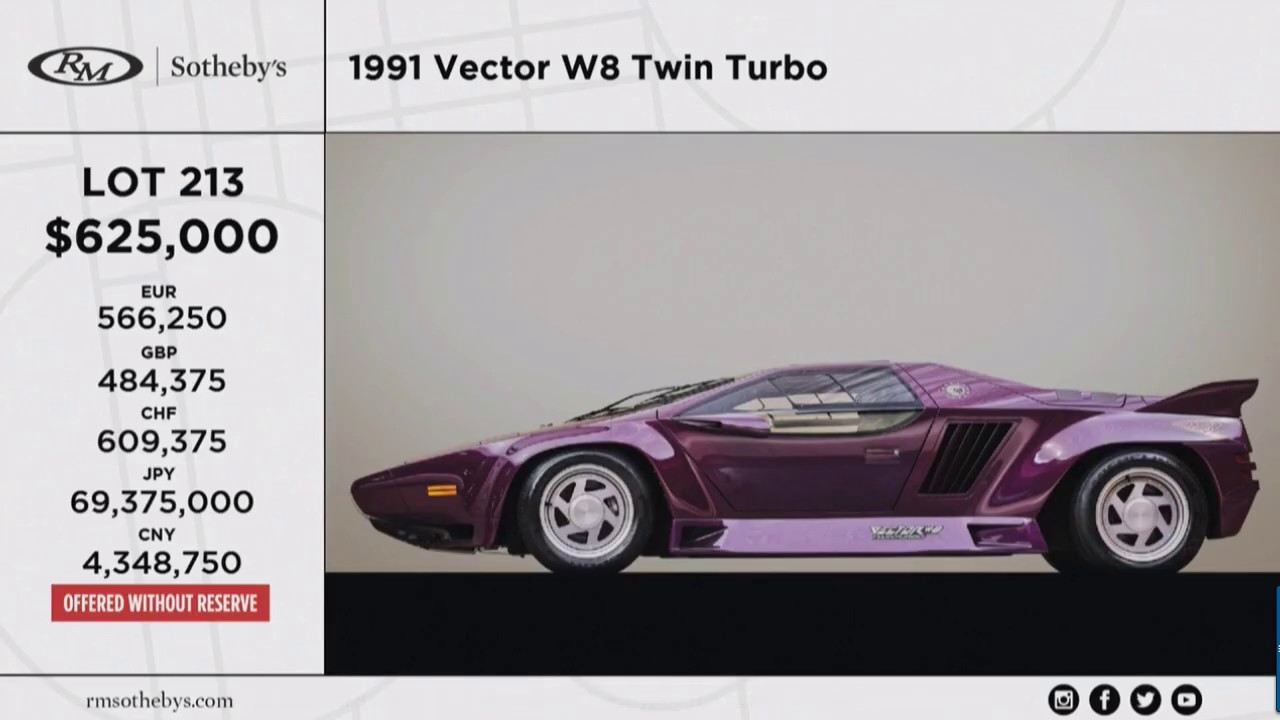 Vector W8, chassis 009. RM Sotheby´s Auction, Arizona 2020