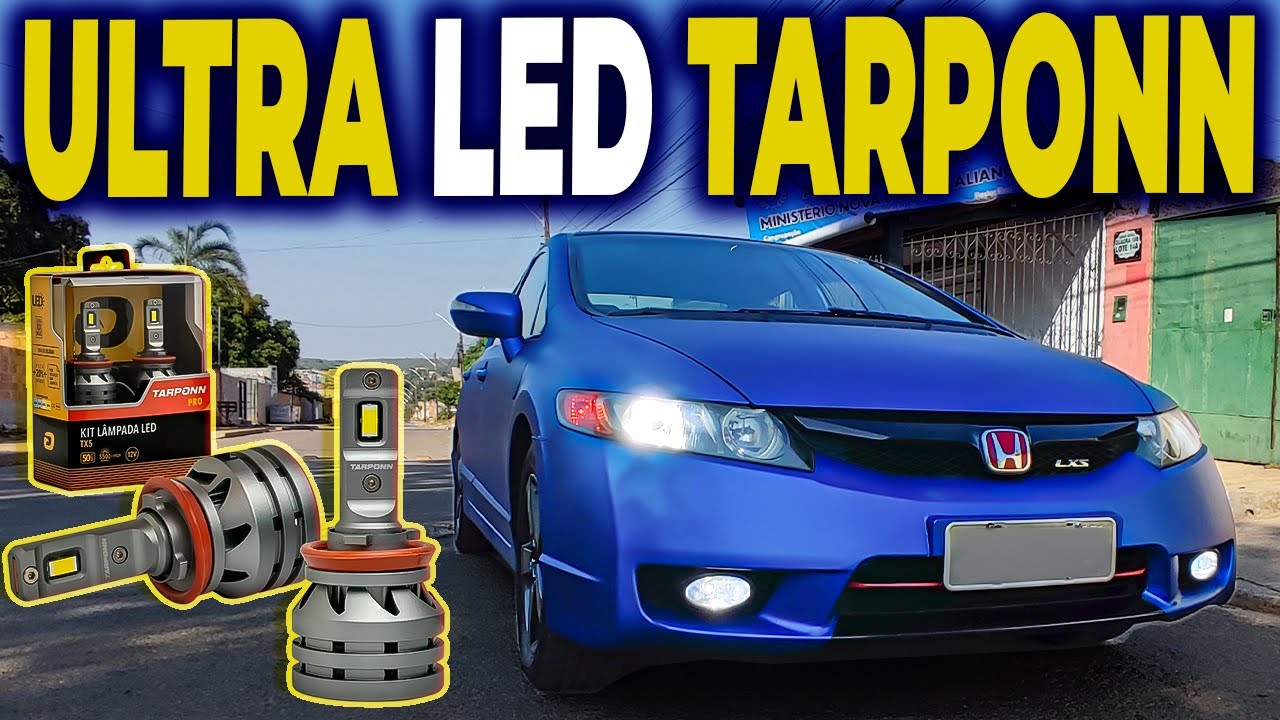 🔥🚘LÂMPADAS DE LED @Tarponn VS LÂMPADAS DE FAROL NORMAL - HONDA CIVIC G8 FULL LED 😎