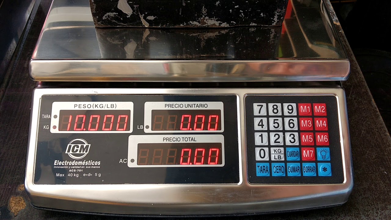 Ajuste de peso (calibración) báscula ICM modelo ACS-701 de 40 kg y punto