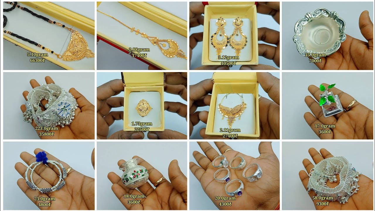 All time wedding collection gold and silver jewellery collection design with weight and price 💯💯💯