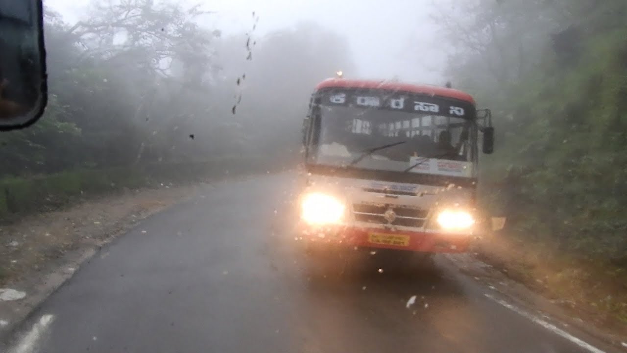 Namma KSRTC bus tackles Charmadi ghats few days after landslides | Cabin view - 2