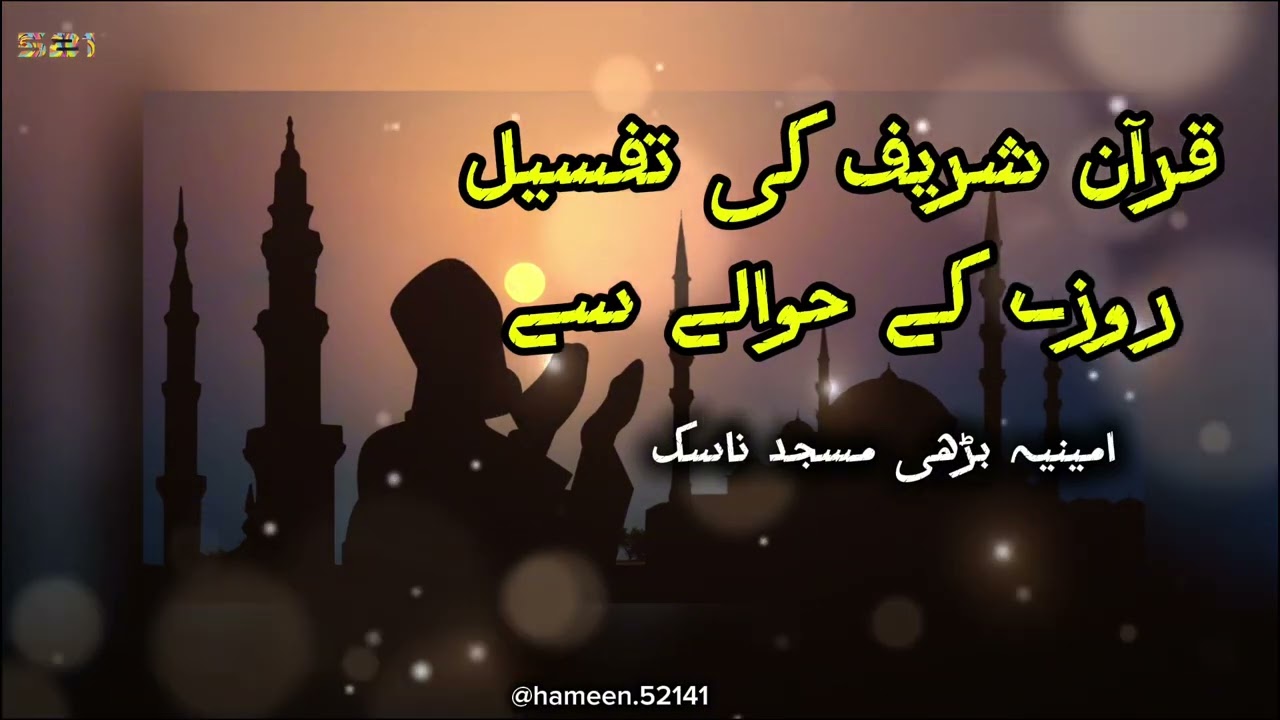 Qur'an Sharif Ki Tafsil Roze Ke Hawale Se 📖 | Aminiya Badi Masjid | Hasan Umar Qadri #viral #quran 