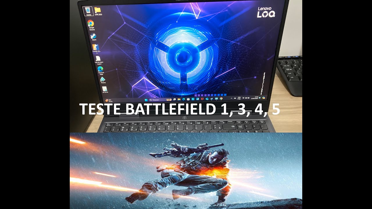 Lenovo LOQ, Teste dos Battlefield 1, 3,4 e 5, RTX 2050 + i5 12450h + 16gb DDR5