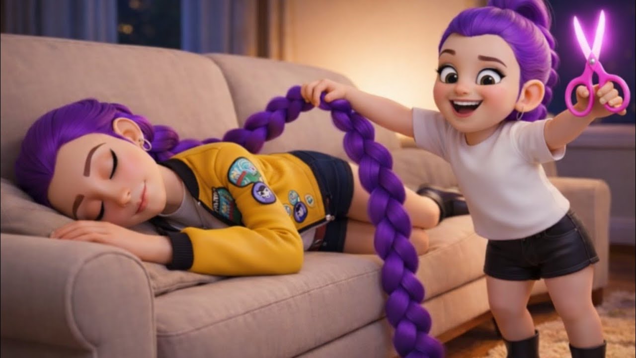 😱Naughty Sister Tries to Cut Sleeping Sister’s Hair | Heartwarming Lesson & Funny Story😭