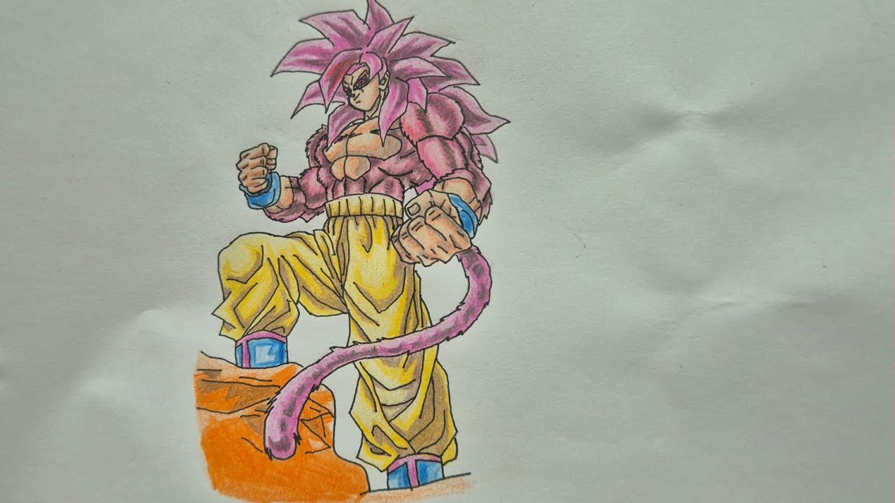 Como desenhar GOKU (SUPER SAYAJIN 4) - DRAGON BALL SUPER - PASSO A PASSO - FÁCIL | How to Draw