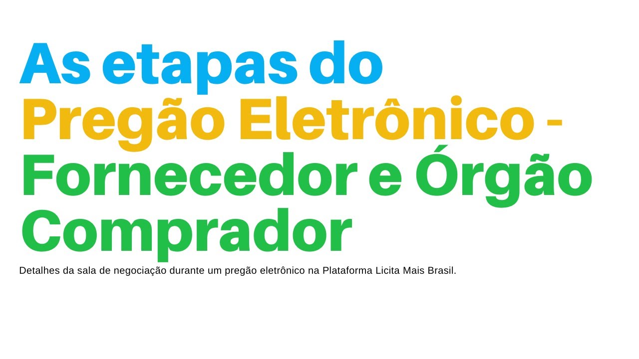 As etapas do Pregão Eletrônico - Fornecedores e Órgão Comprador