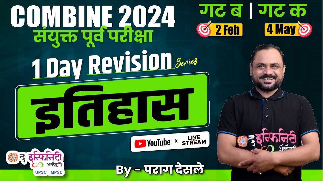 1 Day Revision - HISTORY इतिहास  | COMBINE 2024  गट ब & गट क पूर्व परीक्षा #combineprelims2024