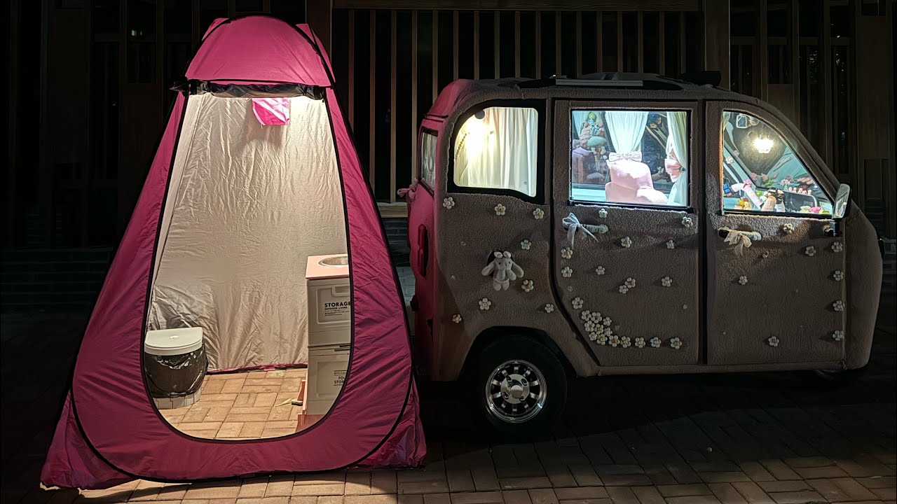 What's it like to camp in a world's smallest tricycle car at night?